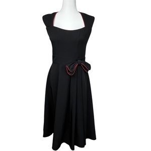 Lindy Bop Swing Dress Black Red Trim Side Dress Size S Rockability 50's style